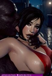 ada_wong ada_wong_(adriana) ai_generated asian asian_female asian_milf azataai breasts cheating_female cheating_girlfriend cucked_by_bully cuckold cuckold_pov dark-skinned_male dark_alley dark_areola embrace erect_nipples female hairy_armpits half_naked horny_female huge_breasts hugging hugging_from_behind imminent_netorare imminent_ntr imminent_penetration japanese_female lipstick looking_at_viewer making_fun_of male naked_ass naked_male pale-skinned_female red_dress resident_evil resident_evil_2 resident_evil_2_remake resident_evil_4 resident_evil_4_remake sideboob smug_expression smug_face smug_grin smug_smile ugly_bastard