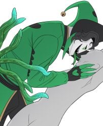 dominance dominant_male hand_on_head harlequin_(the_freak_circus) monster_boy monster_on_female self_insert tentacle tentacle_sex the_freak_circus tongue_out