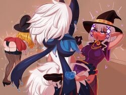4:3 absurd_res alternate_version_at_source anthro ass blonde_hair bodily_fluids boots breasts clothed clothed_sex clothing container cum cum_in_vagina cum_inside cup digital_media_(artwork) duo ejaculation elf erection female female_penetrated footwear fur generation_9_pokemon genital_fluids genitals glace_(cris79x) gloves group hair handwear hat headgear headwear hi_res holding_object humanoid humanoid_pointy_ears interspecies leg_grab legwear looking_at_another looking_pleasured male male/female male_meowscarada male_penetrating male_penetrating_female meowscarada nintendo open_mouth orgasm orgasm_face penetration penile penile_penetration penis pointy_ears pokemon pokemon_(species) pokephilia sex shoes simple_background smile tail topwear translucent translucent_body vaginal_penetration vulva white_hair witch_hat zexlynk