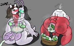 anthro basket berri_(ishitmypants) big_belly container dickneck dragon drop_shadow duo egg egg_from_ass egg_laying foreskin french_kissing genitals goo_creature gynomorph headless impregnation inflation internal internal_vaginal intersex intersex/intersex ishitmypants kissing kneeling latias legendary_pokemon leslie_(ishitmypants) long_foreskin making_out masturbation musk musk_cloud mythological_creature mythological_scalie mythology naked neck_vulva nintendo nude penile penile_masturbation penis pokemon pokemon_(species) pokemon_egg scalie sliggoo sound_effects tongue tongue_out trans trans_woman unusual_anatomy unusual_genitalia_placement unusual_vulva_placement vulva