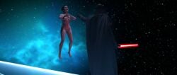 1boy 1boy1girl 1girls 3d alexbridger braided_hair braided_ponytail brown_hair closed_eyes clothed_male_nude_female darth_vader enslaved_royal father_and_daughter force_choke levitation medium_breasts perky_breasts princess_leia_organa pussy shaved_pussy slave slave_collar slave_girl slave_leia star_wars suspension world_between_worlds