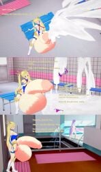 1futa 2girls 3d balls bb_(fate) bikini blonde_hair bradamante_(fate) cock_vore cum cum_digestion ejaculation english_text fate/grand_order fate_(series) female futanari huge_balls huge_cock intersex koikatsu penis pool scathach_(fate) scathach_(swimsuit_assassin) swimsuit text vore xavierhuge