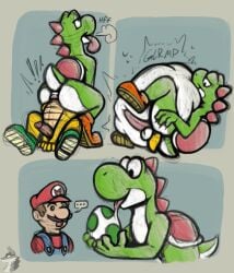 absurd_res anal anal_vore arkailart ass balls belly big_belly bodily_fluids breath comic egg erection genitals glans group hand_on_butt head_in_anus head_in_ass hi_res human humanoid_genitalia humanoid_penis koopa male_pred mammal mario_(series) meme nintendo panting penis pokemon rear_view rumbling_stomach saliva saliva_on_tongue same_size_vore scalie sequence stomach_bulge surprised_pikachu tail trio vore yoshi yoshi_egg