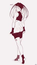 1boy androgynous ass dross envy_(fullmetal_alchemist) femboy fingerless_gloves fullmetal_alchemist girly hair_ribbon looking_back male male_only monochrome no_panties pants_down solo standing stirrup_socks trap