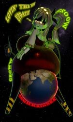 3d_model alternate_version_at_source ass ass_expansion blush expansion female female_only giantess glitch_productions growth hand_on_ass j_(murder_drones) jjchefy looking_back macro murder_drones planetary_macro red_dress robot robot_girl size_theft