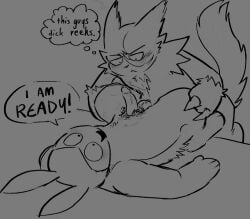 anthro blush dandruff duo erection generation_2_pokemon generation_3_pokemon genitals humanoid_genitalia humanoid_penis imminent_anal imminent_sex male male/male movieunleashers mr._typhlosion_(starters) musk musky_balls musky_penis nintendo penis pokemon pokemon_(species) pubes smelly starters stink_fumes typhlosion wowozella zangoose zangoose_(starters)