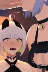 2d animated atkoart blowjob blue_hair cat_bra cat_ears chocker collar cuckold cuckolding deepthroat eloise_(the_atko) eloise_belrose fellatio green green_eyes large_breasts lillithmrngstrr oc opennsfwsp saki_(theatko) sound sound_effects tagme video white_hair