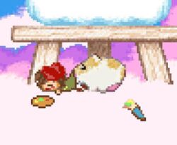 1boy 1girls 2025 accurate_art_style adeleine animated beret black_eyes black_hair blush closed_eyes clothed clothing digital_media_(artwork) duo fur hair hamster hat headgear headwear kirby's_dream_land_3 kirby_(series) low_res nibbler2345 nintendo open_mouth paint paintbrush pixel_(artwork) pixel_animation pixel_art rick_(kirby) white_fur