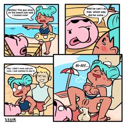 1boy 1boy1girl 1girls anal anal_creampie anal_penetration anal_sex blobby_and_friends blobby_the_blobfish blue_hair breasts comic creampie full_nelson_anal funny humor instant_loss lily_(blobby_and_friends) mob_face slobbyslapper sssir sssir8