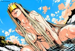 1girls ai_generated blonde_hair completely_naked completely_naked_female completely_nude completely_nude_female covered_nipples crown enen_no_shouboutai fire_force haumea_(enen_no_shouboutai) haumea_(fire_force) legs_apart long_hair pubes pubes_exposed pubic_hair river rsweet sexy smile smirk solo solo_female solo_focus wet wet_skin