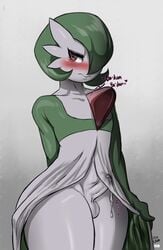 1boy androgynous anthro anthrofied balls blush colored edit embarrassed erection femboy flat_chest gardevoir gardevoir_dad_(drunkoak) girly green_skin heartbeat huge_thighs humanoid jlullaby looking_away male male_gardevoir male_only male_pokemon nintendo pokemon pokemon_(species) pokemon_rse precum red_eyes shy small_balls small_penis solo standing text thick_thighs thighs wet white_skin