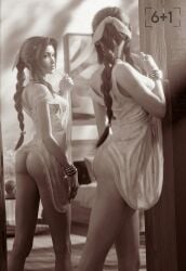 1girls 2026 3d aerith_gainsborough alternate_version_available areolae areolae_visible_through_clothing ass ass_out bangles bedroom black_and_white breasts choker dress_in_mouth dress_lift female female_only filter final_fantasy final_fantasy_vii final_fantasy_vii_remake going_commando image_set indoors legs_apart lipstick long_hair looking_at_self medium_ass medium_breasts mirror mirror_reflection nipples nipples_visible_through_clothing no_panties no_panties_under_dress nopan nude_underneath ribbon ribbon_in_hair sheer sheer_dress sideboob sixplusone solo standing thin_dress very_long_hair