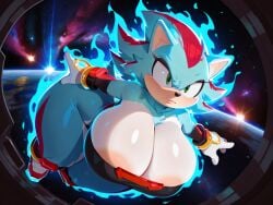 1female 1girls ai_generated alternate_character background blue_fur breasts breasts_bigger_than_head breasts_bigger_than_torso breasts_out curvy curvy_anthro curvy_body curvy_female curvy_females curvy_figure curvy_hips curvy_thighs female female_anthro female_focus female_only fusion fusion_character genderbent genderswap_(mtf) gloves gloves_only green_eyes green_pupils hedgehog hedgehog_ears hedgehog_girl hedgehog_humanoid hyper illustrious_(stable_diffusion) nipples nipples_exposed nipples_out nipples_visible pink_nipples rule_63 sega self_upload shadic_the_hedgehog shadique_the_hedehog shadow_the_hedgehog sonic_(series) sonic_the_hedgehog sonic_the_hedgehog_(archie) sonic_the_hedgehog_(comics) sonic_the_hedgehog_(idw) sonic_the_hedgehog_(series) space style_imitation style_parody tagme white_gloves