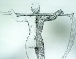 back_view hellsing muscular_female sketch tattoo zorin_blitz