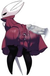 after_sex anal anal_through_clothes anthro anus_outline arthropod bodily_fluids cape cloak clothed clothing cum cum_on_clothing duo female fucked_through_clothes fucked_through_dress fucked_through_skirt genital_fluids genitals hi_res hollow_knight hornet_(hollow_knight) male man0. mob_face penis red_cape simple_background solo_focus sweat tagme team_cherry through_clothes video_games