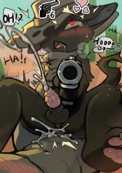 absurd_res anal anal_orgasm anal_sex animal_genitalia animal_penis anthro anthro_penetrated balls black_body black_fur bodily_fluids clothing cowboy cowboy_hat cum cum_in_ass cum_inside cum_while_penetrated cumshot domestic_cat duo ejaculation erection eye_scar facial_scar felid feline feline_genitalia feline_penis felis first_person_view fur gay gay_male genital_fluids genitals grin gun handgun hands-free hat headgear headwear heart_eyes heart_symbol hi_res holding_gun holding_handgun holding_object holding_pistol holding_ranged_weapon holding_weapon looking_pleasured male male/male male_pov mammal mewgenics missing_tooth moan orgasm penetration penile penile_penetration penile_spines penis penis_in_ass pistol pointing_gun_at_viewer poncho power_bottom ranged_weapon scar sharp_teeth smile sssshark_(artist) teeth threatening_with_weapon weapon wild_west yaoi zodiac_(mewgenics)