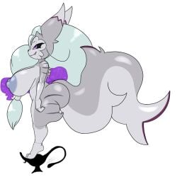 android anthro ass bandai_namco big_breasts big_butt breasts digimon female furball genie hi_res hybrid lamp machine oc renimpmon robot shortstack
