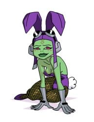 1girls 2018 alien attea ben_10 breasts bunny_ears bunnysuit female female_only fishnets green_skin nintendo small_breasts solo