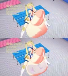 1futa 3d balls bikini blonde_hair bradamante_(fate) breasts cock_vore cum cum_digestion english_text fate/grand_order fate_(series) futa_only futanari huge_balls huge_cock internal_view intersex koikatsu light-skinned_futa penis scathach_(fate) scathach_(swimsuit_assassin) solo swimsuit text vore xavierhuge