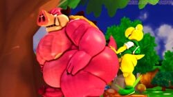 2boys 3d 3d_(artwork) anthro anthro_on_anthro ass_grab belly big_ass big_belly clothing clouds doggy_style duo fat fat_ass fat_belly fat_male furry furry_male furry_only gay gay_sex green_shell green_shirt green_shoes hands_on_ass horns huge_ass huge_belly hybrid interspecies koopa koopa_troopa large_ass large_belly larger_male looking_at_another looking_back looking_back_at_another male male/male male_nipples mammal mario_(series) mario_and_luigi:_bowser's_inside_story mario_and_luigi_(series) midbus mr._coco-chu nipples nude obese obese_male outdoors overweight overweight_male penis_in_anus pig pink_skin reptile scalie size_difference small_dom_big_sub smaller_male snout sus_(pig) tail thick_ass trees tusks yaoi yellow_skin