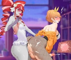 aerobics ahe_gao corset deepspace drill_hair fishnets full-package_futa futa_on_futa futa_only futanari hololive hololive_english hololive_indonesia hololive_indonesia_holoro hololive_myth impregnation kureiji_ollie kureiji_ollie_(mafia_princess) licking_lollipop lollipop orange_hair red_eyes red_hair takanashi_kiara takanashi_kiara_(fever_night) vaginal_penetration virtual_youtuber zombie zombie_girl