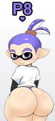 1boy anthro ass ass_focus big_ass big_butt blue_eyes blue_hair bottom_heavy butt cephalopod cephalopod_humanoid dat_ass femboy gay humanoid inkling inkling_boy john_(splatoon) looking_at_viewer male male_only mask_(marking) nintendo no_humans pointy_ears solo splatoon squid super_smash_bros. tagme tentacle tentacle_hair yaoi zeriie