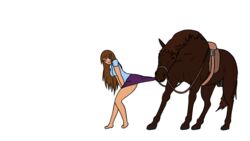 animal animal_pulling_clothes clothing_pull equine female horse human human_female imminent_rape naughty_animal penis tagme testicles