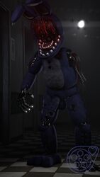 1080p animatronic bonnie_(fnaf) exposed_penis five_nights_at_freddy's five_nights_at_freddy's_2 glowing_eyes highres hstudios looking_at_viewer male_only missing_arm portrait red_eyes robot source_filmmaker withered withered_bonnie