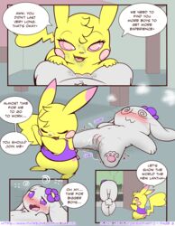 2020 after_sex blush bodily_fluids clothed_feral comic english_text female female/female feral furry genital_fluids genitals hi_res lagomorph lantha leporid mammal milachu milachu92 nintendo page_8 page_number part_2 pikachu pokémon_(species) pokemon pokemon_(species) pussy pussy_juice pussy_juice_on_face rabbit text video_games yuri