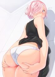 1girls ass ass_support big_ass big_breasts clothed_female fate/grand_order fate_(series) female female_focus female_only lavender_hair mash_kyrielight nanahime nipples nipples_visible_through_clothing pink_hair purple_eyes short_hair smelly_pussy solo solo_female solo_focus