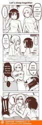 2girls angry annie_leonhardt attack_on_titan bathing bed brushing_teeth comic dialogue english_text female female_only human mikasa_ackerman monochrome naked nude patreon speech_bubble tagme text toothbrush towel water wet yuri yuriwhale