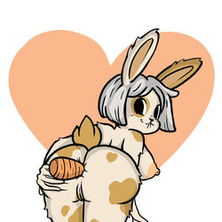 :3 anal anal_insertion ass_grab ass_grope big_ass big_breasts bisqiit black_eyes carrot female from_behind furry furry_only nude original original_character rabbit rabbit_ears rabbit_tail short_hair thick white_hair