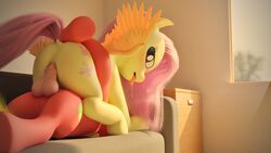 16:9 3d 3d_(artwork) absurd_res animal_genitalia animal_penis anus ass balls big_macintosh_(mlp) blender_(software) blush bodily_fluids cutie_mark duo earth_pony equid equine equine_penis feathered_wings feathers female female_penetrated fluttershy_(mlp) friendship_is_magic furniture genital_fluids genitals hair hasbro hi_res horse humanoid_genitalia humanoid_pussy male male_penetrating male_penetrating_female mammal my_little_pony ooredelen open_mouth pegasus penetration penis pony pussy pussy_juice saliva saliva_string semi-anthro sex sofa straight straight_hair vaginal_penetration widescreen wings yellow_body