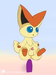 2020 2_toes 3_fingers anal anal_masturbation anal_sex animated balls big_ears black_nose blue_eyes blue_sclera fangs feral fingers fur genitals hi_res highguard legendary_pokémon male male_only mammal masturbation nintendo open_mouth penetration penis pokémon_(species) pokemon sex_toy short_playtime solo toes toying_self victini video_games wings