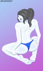 1girls ass ass_cleavage bare_back butt_crack feet female female_only kurotatsuo nintendo panties solo toes white_skin wii_fit_trainer