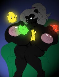 1girls anthro big_breasts black_fur excessive_size furry gray_hair grey_hair luma mario_(series) nintendo nipples rabid rickydemont squished_breasts stars super_mario_galaxy thick_thighs thighs