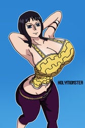 arms_behind_head ass_cleavage big_breasts big_butt butt_crack clothed female female_only holymonster huge_breasts nico_robin one_piece posing pre-timeskip thin_waist