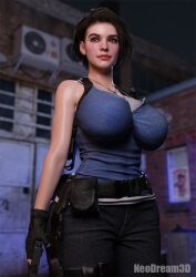 1girls 3d brown_hair female female_only fully_clothed jill_valentine jill_valentine_(sasha_zotova) neodream3d resident_evil resident_evil_3 resident_evil_3_remake short_hair solo