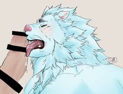 anthro balls duo erection felid fur genitals irura0323 licking lion male male/male mammal muscular muscular_male oral pantherine pecs penile penis penis_lick sex snow_(tokyo_afterschool_summoners) tokyo_afterschool_summoners tongue tongue_out video_games white_body white_fur