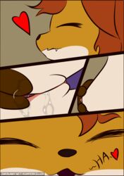 anthro bodily_fluids breast_squeeze breasts canid canine caught comic female fingering fox genital_fluids hi_res incest kamperkiller_(artist) mammal masturbation nipples orgasm pussy_juice sibling sister solo