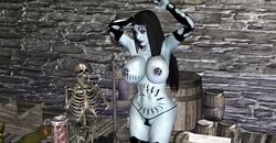 3d crown dancer dancing huge_breasts monster pasties raven_hex skeleton tattoo xnalara