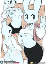 adventure_time adventure_time_distant_lands alien anthro blue_body burgerkiss conditional_dnp female hi_res lagomorph leporid mammal rabbit smooth_skin text url y5