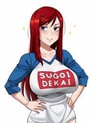 1girls big_breasts breasts cleavage cosplay crossover erza_scarlet fairy_tail female female_only hand_on_hip hand_on_own_hip huge_breasts large_breasts looking_at_viewer smile solo solo_female sugoi_dekai twrlare uzaki-chan_wa_asobitai! uzaki_hana_(cosplay)