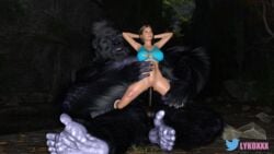 3d beast huge_cock king_kong king_kong_(series) lara_croft lara_croft_(classic) lykoxxx penis sex tomb_raider video_games