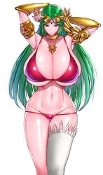 big_breasts female female_only green_hair kid_icarus long_hair nintendo palutena solo wolffeld_price