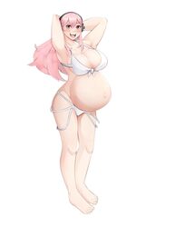 1girls barefoot big_breasts breasts claraspregs cleavage feet female female_only huge_belly large_breasts pregnant pregnant_belly ready_to_pop solo super_sonico toes