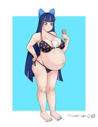 1girls big_breasts breasts claraspregs cleavage female female_only huge_belly large_breasts panty_&_stocking_with_garterbelt pregnant ready_to_pop solo stocking_anarchy