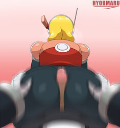 1boy 1girls alia android artist_name ass ass_focus assjob back big_ass blonde_hair bodysuit bottom_heavy buttjob capcom clothed covered_assjob covered_buttjob female gradient_background headphones hot_dogging huge_ass hyoumaru large_ass light-skinned_female light_skin male massive_ass medium_hair mega_man mega_man_x motion_blur pale-skinned_female pale_skin penis pov reploid robot robot_girl straight thick_ass tight_clothing