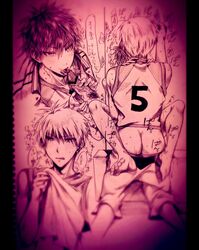 2boys ass basketball_uniform censored_penis kuroko_no_basuke male male/male mayuzumi_chihiro penis penis_lick seijuro_akashi yaoi