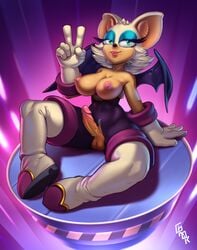 1futa anthro big_breasts clothing ear footwear furry futa_only futanari girok giroq gloves handwear looking_at_viewer mostly_nude nipples rouge_the_bat sitting smile solo solo_futa sonic_(series) spread_legs spreading tagme wings zipper